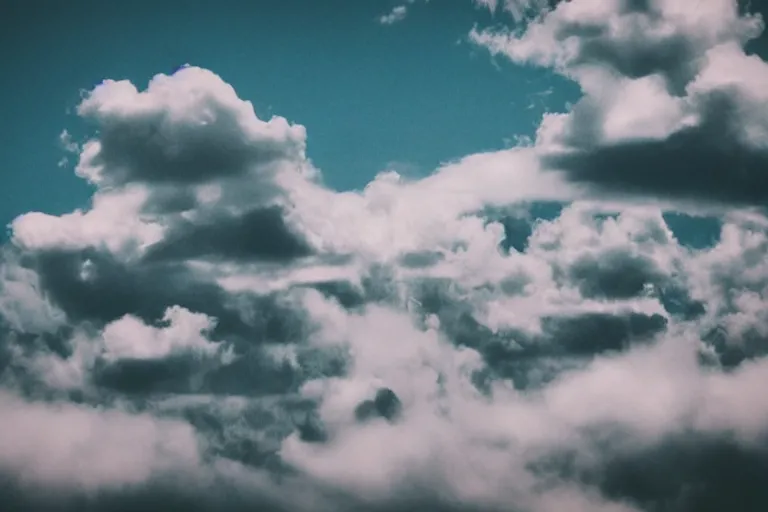 Prompt: clouds shaped like skulls, lush landscape