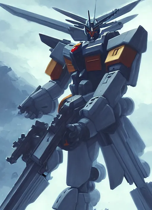 Image similar to portrait epic gundam with sword. highly detailed, digital painting, concept art, smooth, sharp focus, illustration, art by greg rutkowski