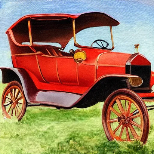 Prompt: an oil paint sketch of a ford model t