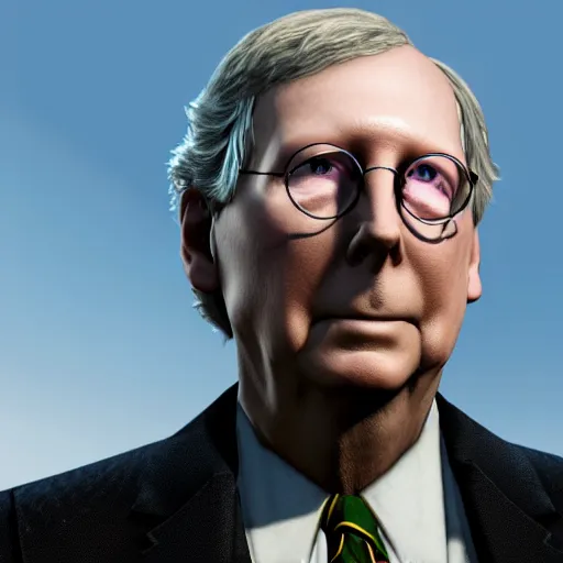 Prompt: a screenshot of mitch mcconnell in skyrim