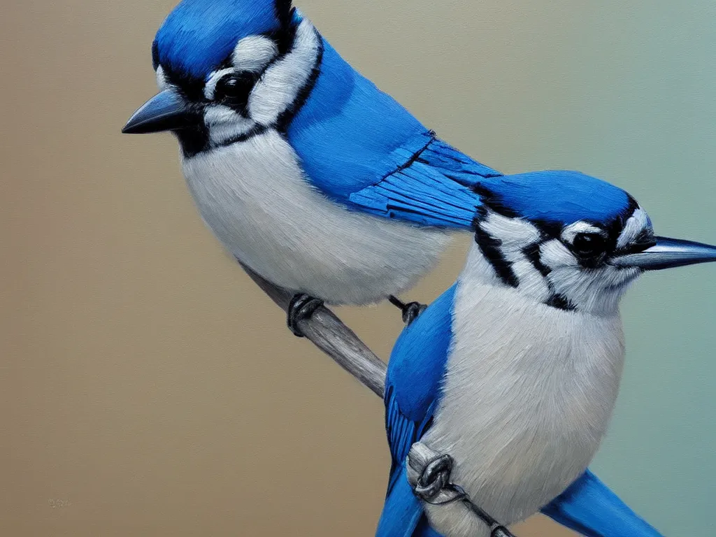 Prompt: trending on artstation, beautiful depiction of a Blue Jay, oil on canvas