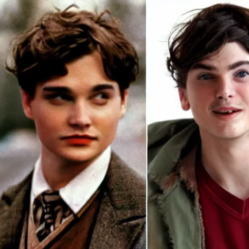 Image similar to character mix of Gilbert Blythe and johnny deep as college students