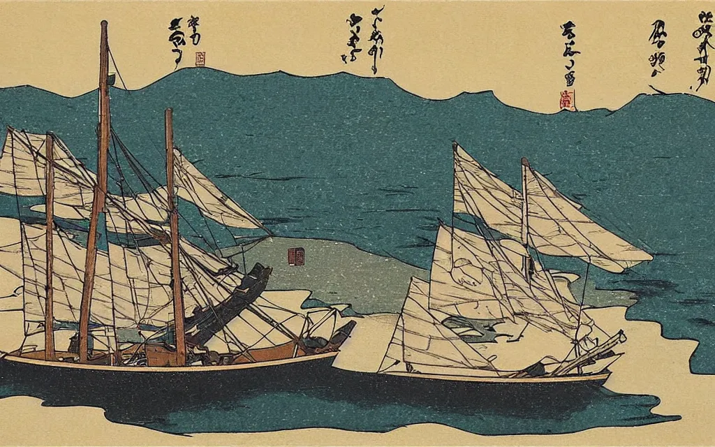 Image similar to 🌅 ⛵ ⛩. shin - hanga