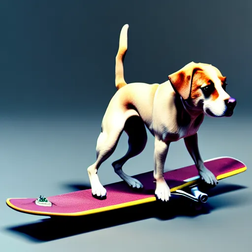 Image similar to Dog on a skateboard , 3d render , octane render , 4k