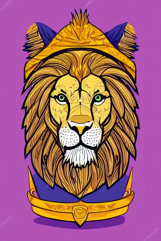 Image similar to Portrait of a lion in a medieval armor, colorful, illustration, highly detailed, simple, smooth and clean vector curves, no jagged lines, vector art, smooth