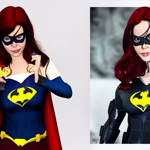 Image similar to Barbara Gordon with her Batgirl mask off gorgeous face and dark red hair with her Superhero outfit half unzipped 8k ultra realistic