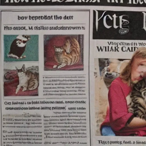 Prompt: Front page newspaper article about Jesus petting a cat