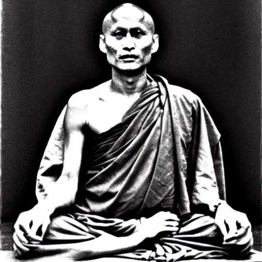 Prompt: viggo mortensen as a burmese buddhist monk