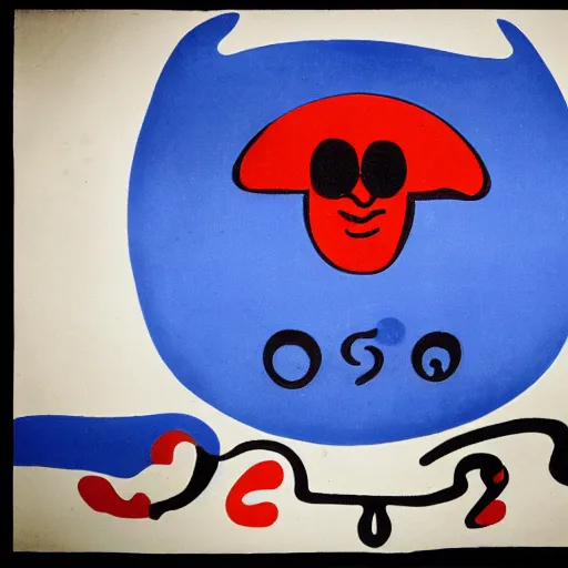 Prompt: a logo of a pizzeria with a cute angelical demon by joan miro