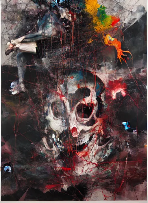Prompt: i have become death the destroyer of worlds, a brutalist designed, gothic, rich deep colors, painted by francis bacon, adrian ghenie, james jean and petra cortright, part by gerhard richter, part by takato yamamoto. 8 k masterpiece