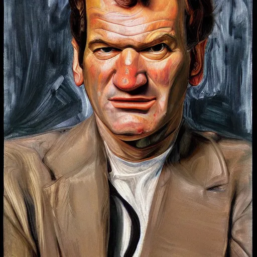 Prompt: high quality high detail painting by lucian freud, hd, portrait of tarantino