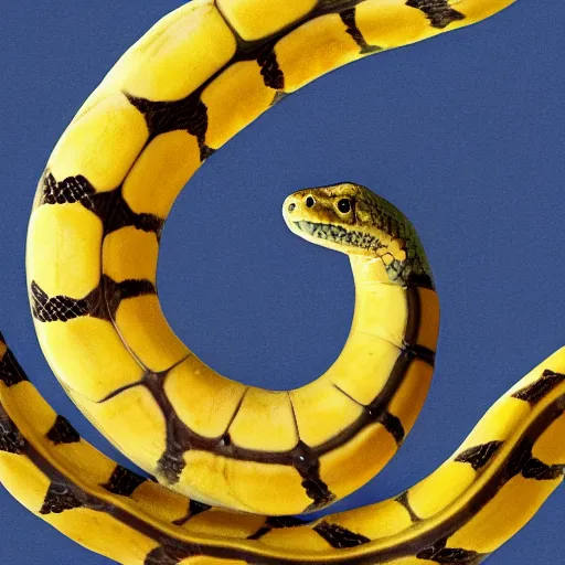 Prompt: a portrait of a snake made of a banana