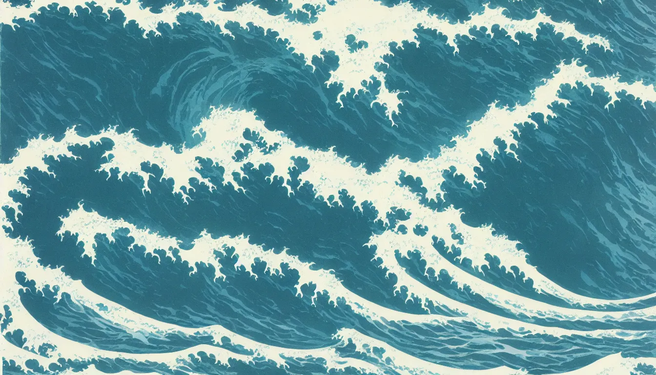 Image similar to big wave, japanese illustration