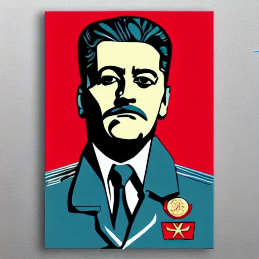 Image similar to handsome male, pop art style, poster style, soviet propaganda, king, monarch, emperor, dictator, ruler of crypto