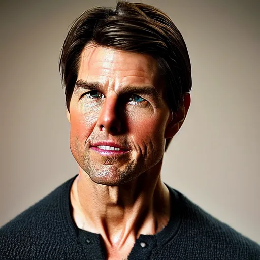 Prompt: a portrait photo of 33 year old tom cruise, with a sad expression, looking forward