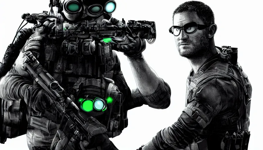 Prompt: eden hazard is sam fisher, black background, hyperdetailed, artstation, cgsociety, 8 k