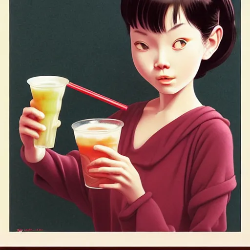 Image similar to cat only drinking boba bubble tea, super detailed and intricate, elegant, hyper realistic, by sam yang, by yoshiyuki tomino, by ralph mcquarrie, by ilya kuvshinov