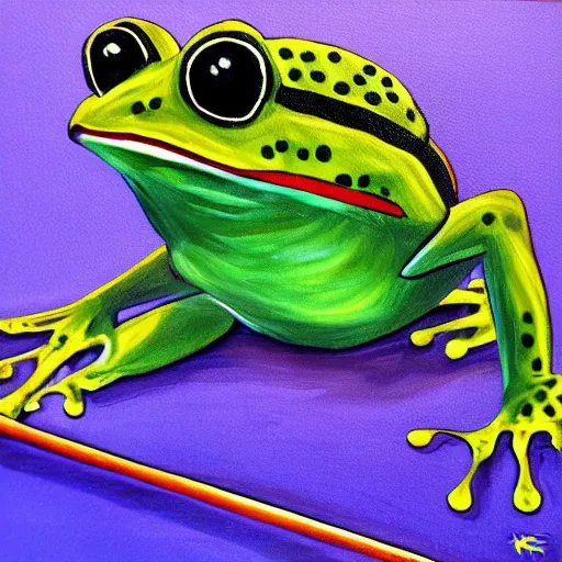 Image similar to frog knight, painting,