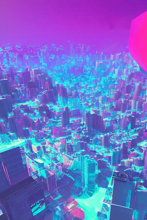Image similar to volumetric photo of all the people of Planet earth, unreal engine, retrowave color palette, 3d render, lowpoly, colorful, digital art