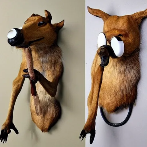 Prompt: goofy taxidermy failure