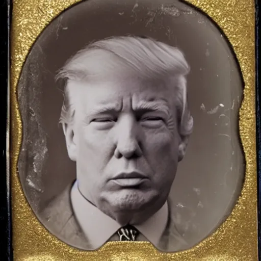 Image similar to tintype of donald trump corpse