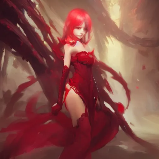 Image similar to the crimson princess, artwork by WLOP and Ross Tran, 8k resolution, trending on art station