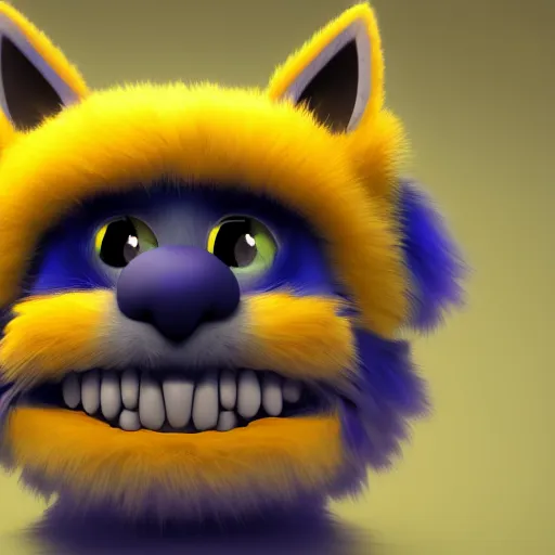 Prompt: a furry little cute monster with blue and yellow color, 8 k, trending on artstation