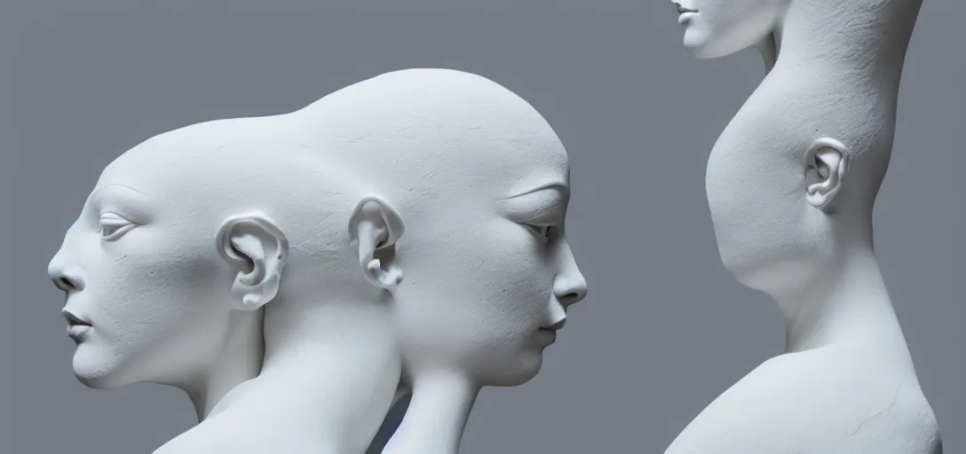 Image similar to symmetry!! full beautiful female porcelain sphinx body sculpture by daniel arsham and raoul marks, intricate, elegant, highly detailed, digital painting, artstation, smooth, sharp focus, all white features on a white background, delicate facial features, golden ratio composition, interconnected, liquid composition