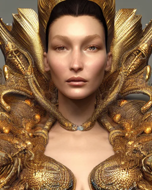 Image similar to a highly detailed metahuman 4 k close up render of an alien goddess bella hadid monument renaissance in iris van herpen dress schiaparelli in diamonds crystals swarovski and jewelry iridescent in style of alphonse mucha gustav klimt trending on artstation made in unreal engine 4