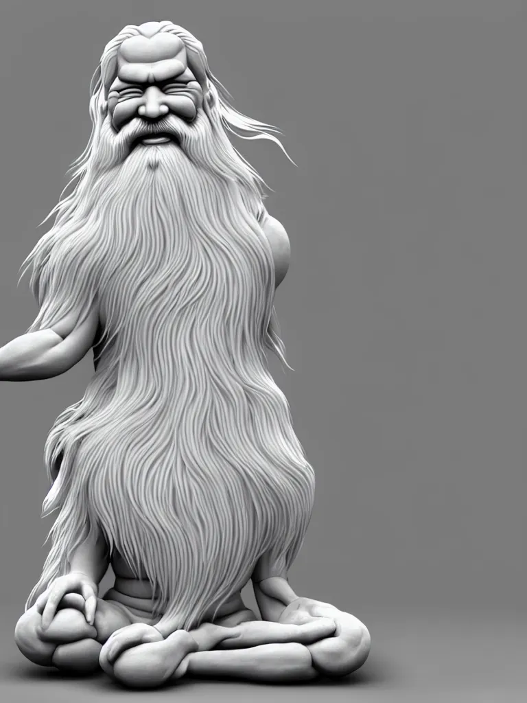 Prompt: the whole body of fuxi in chinese mythology, long white hair, long white beard, kind and solemn, sit on the ground, 3 d render, hyper detailed, 4 k hd