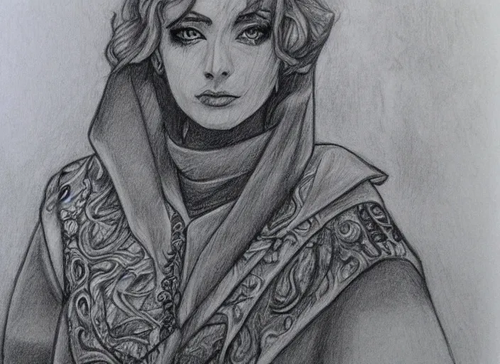 Image similar to a pencil drawing of a woolf, D&D made by by Pen Tacula