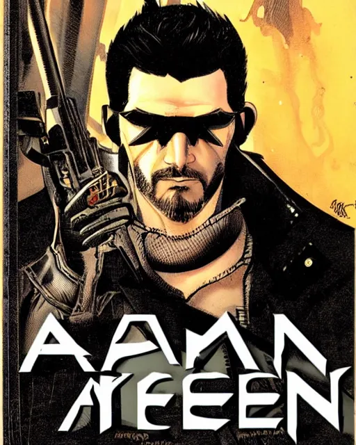 Image similar to adam jensen on a book cover by will eisner