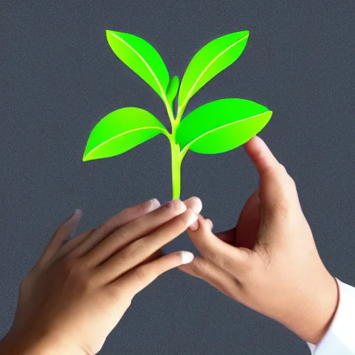 Prompt: hand holding a plant, green plant, logo, favicon, digital art, n-8