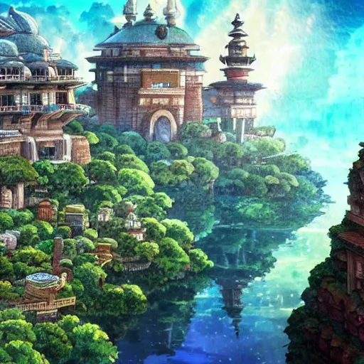 Prompt: a beautiful forgotten city beneath the earth by studio ghibli, 4K, ultra HD, highly detailed