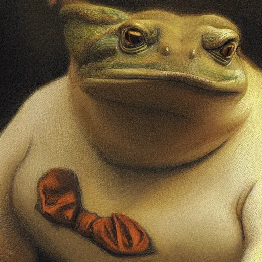 Prompt: bouguereau style portrait of mr. toad, the wind in the willows character, detailed painting, full head view