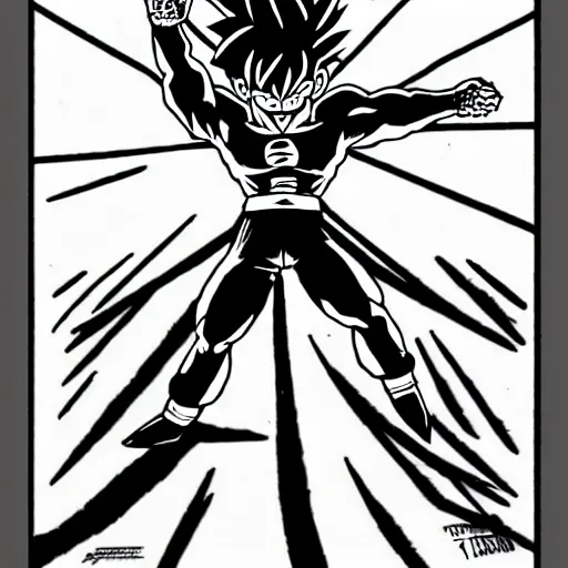 Prompt: John oliver in his super Saiyan form, illustration in pen and ink, award winning, black and white, art by Akira Toriyama