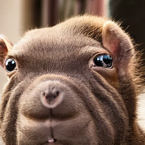 Image similar to photo of an happy capibara looking at the camera