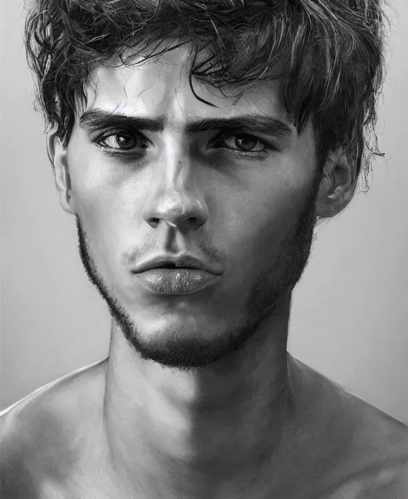 Image similar to heroic portrait of a young spanish man. art by denys tsiperko and bogdan rezunenko, hyperrealism