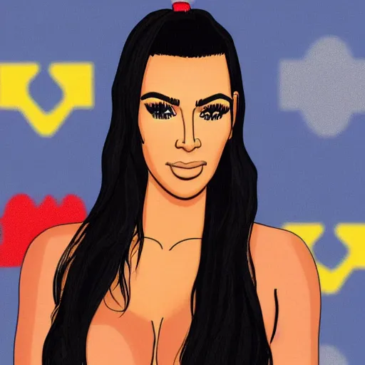 Image similar to kim kardashian in the simpsons super high quality 4k HD