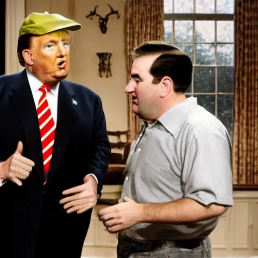 Prompt: Abbott and Costello meet Trump