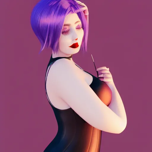Prompt: curvy feminine goth young woman with dignified tight nylon dress, white hair, red lipstick, purple makeup, relaxed posture, photorealistic, cgsociety, sublime, 16k, smooth, sharp focus, ArtStation, hyperdetailed, volumetric lighting