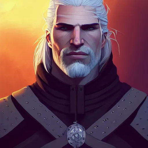 Image similar to a portrait of geralt of rivia, art by lois van baarle and loish and ross tran and rossdraws and sam yang and samdoesarts and artgerm and saruei and disney, digital art, highly detailed, intricate, sharp focus, trending on artstation hq, deviantart, unreal engine 5, 4 k uhd image