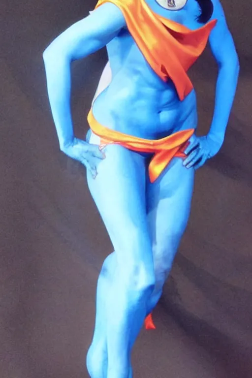 Prompt: dr manhattan cosplay, femenine body