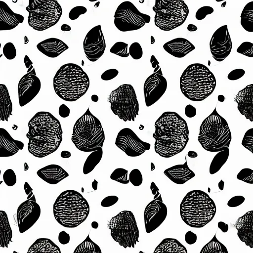 Image similar to organic texture, black and white, seamless repeating pattern