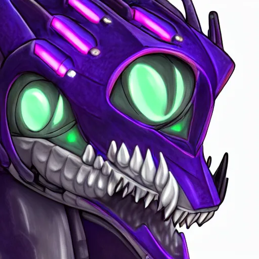 Image similar to detailed mawshot of a beautiful stunning anthropomorphic hot robot mecha female dragon, silver sharp streamlined armor, detailed maw, glowing Purple LED eyes, dragon art, furry art, vore, furaffinity, DeviantArt, Eka's Portal, G6