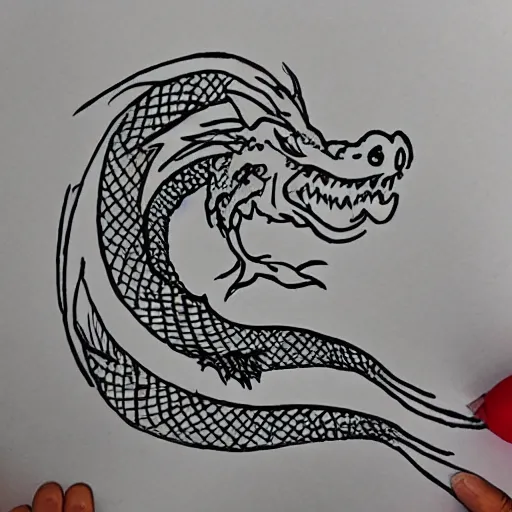 Image similar to “fire breathing dragon, children’s drawing”