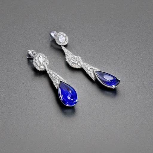 Image similar to teardrop sapphire earrings with diamond accent. 1 9 2 0's, flapper, great gatsby