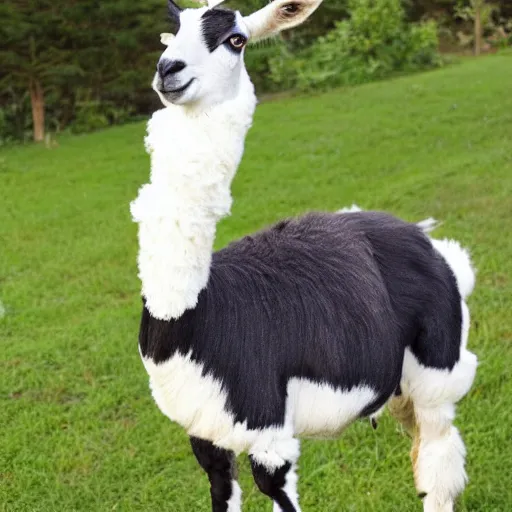 Prompt: a llama mixed with a fainting goat