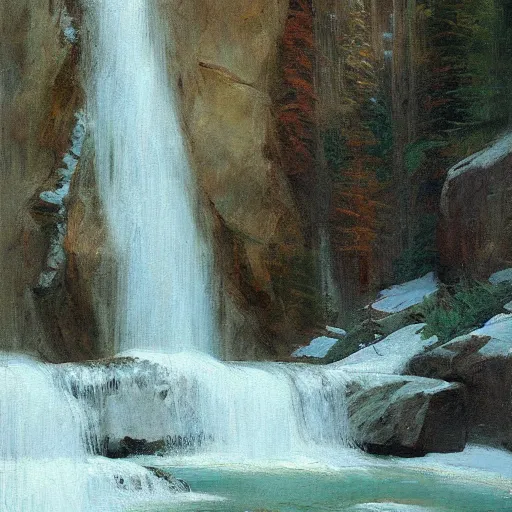 Prompt: waterfall painting by jeremy lipking