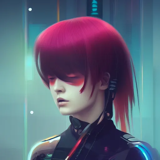 Image similar to Female cyberpunk samurai, cyberpunk art by Ilya Kuvshinov, cgsociety, shock art, ilya kuvshinov, digital painting, speedpainting